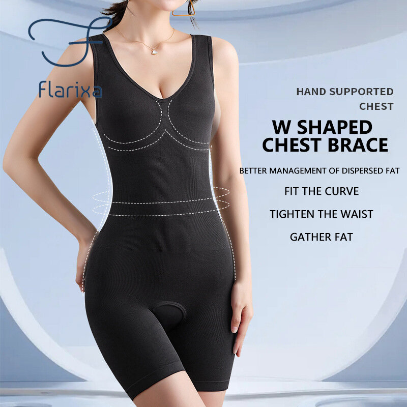 Flarixa – Body sans couture pour femmes, sous-vêtement amincissant, taille Plus, entrejambe ouvert, contrôle du ventre, sous-vêtement 5XL