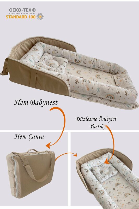 Детская сумка Babynest, портативная кровать для матери с коричневой уткой ручной работы, рюкзак