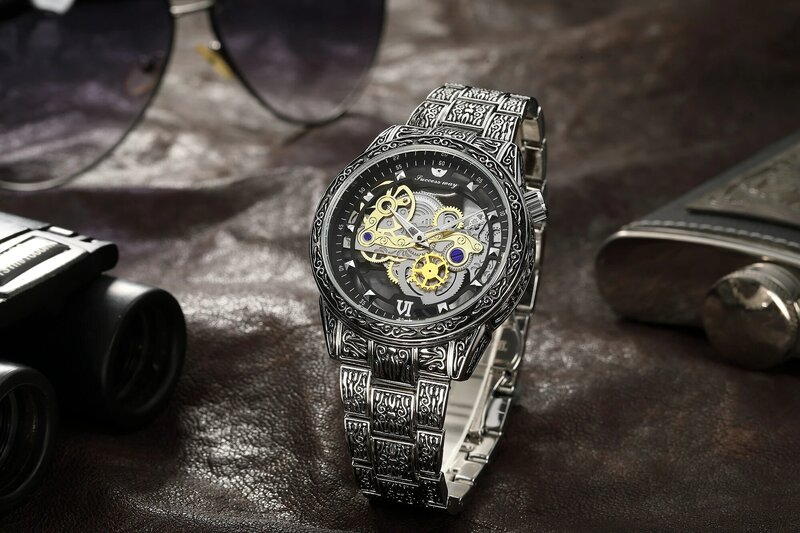 Top Clássico Homens Retro Clássico Esqueleto Quartz Watch Negócios Luxo Relógios De Pulso relógio masculino