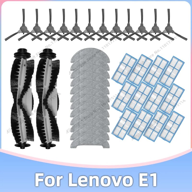 Compatible con el robot aspirador Lenovo E1 Piezas de Repuesto Cepillo Lateral Principal Filtro Hepa Paño de Fregar Paño de Polvo
