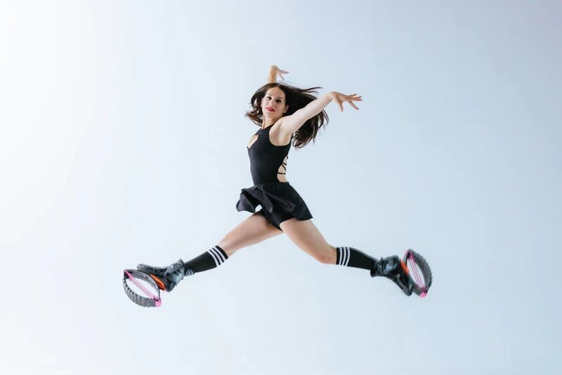 Emocionante Kangaroo Jump Boots, Anéis 4T, Bouncing Gym Fitness Dancing Shoes