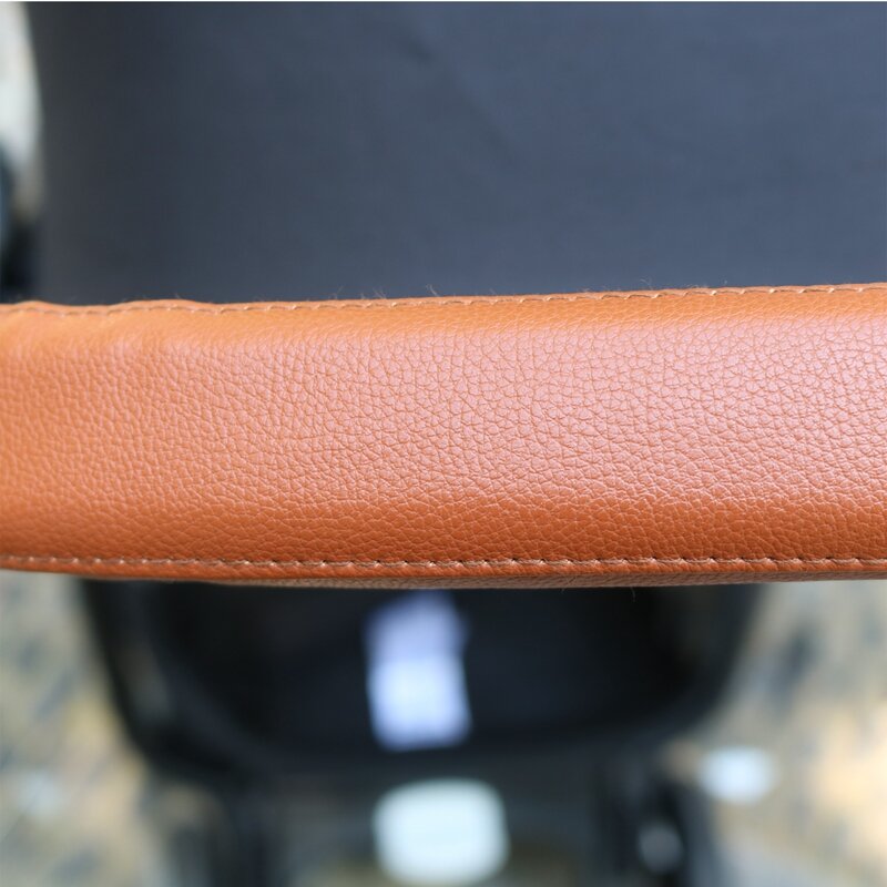 Penutup sandaran tangan kulit PU untuk Aksesori kereta bayi penutup pelindung Bar casing lengan Bumper pegangan gelombang silang perak