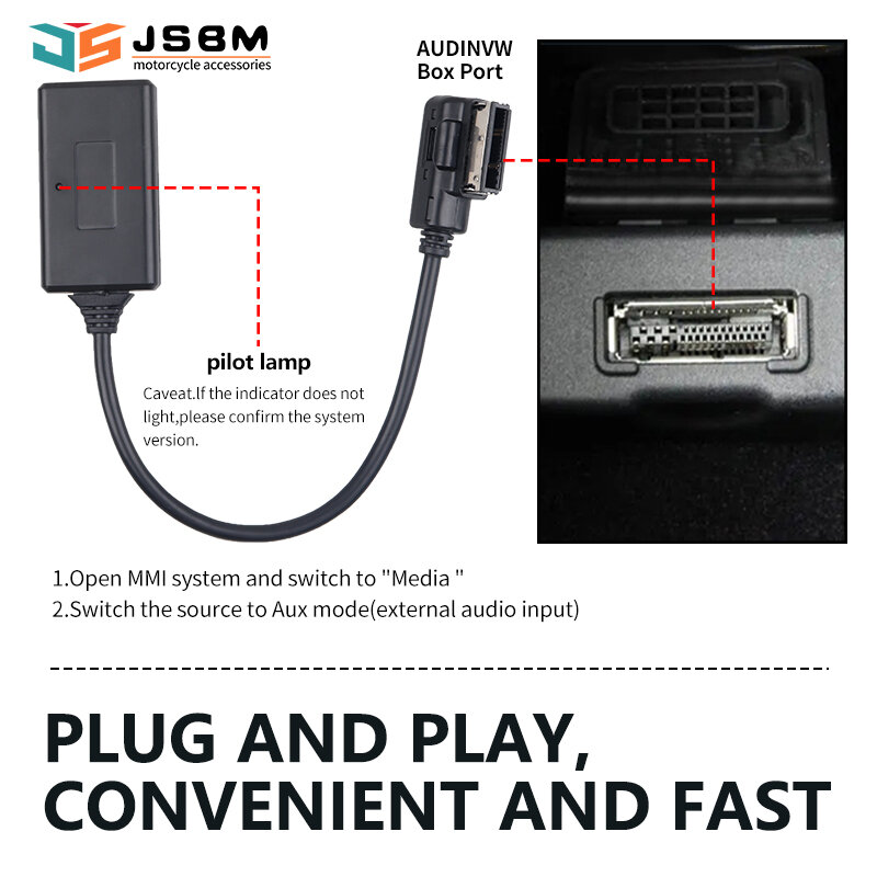 JSBM Bluetooth For Car Wireless Aux Adapter AMI bluetooth Music Adapter for Audi VW MMI 3G MDI Audi A3 A4 B6 A7 R7 Q5 Q7 A6L A8L