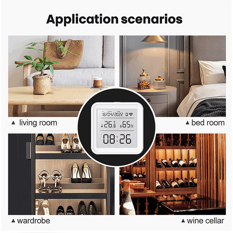 Tuya – capteur d'humidité et de température, WIFI, hygromètre, thermomètre, rétro-éclairage, pour maison connectée, compatible avec Alexa et Google Assistant