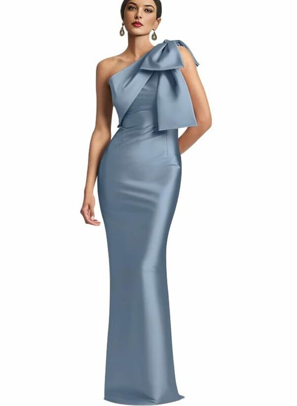 2024 elegantes One-Shoulder-Ballkleid für Frauen Meerjungfrau Satin Brautjungfer kleider lange figur betonte Abendkleider mit Rückens chlitz