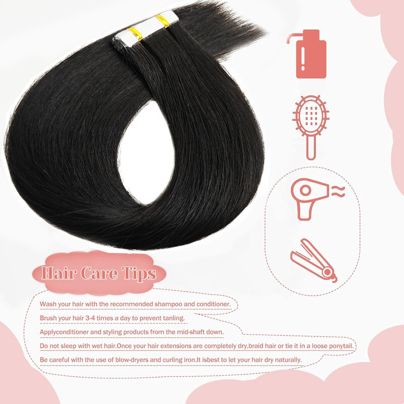 Tape In 100% Real Remy Human Hair Human Hair Straight Extensions Skin Weft Adhesive Glue On for Woman Brazilian Salon Quality