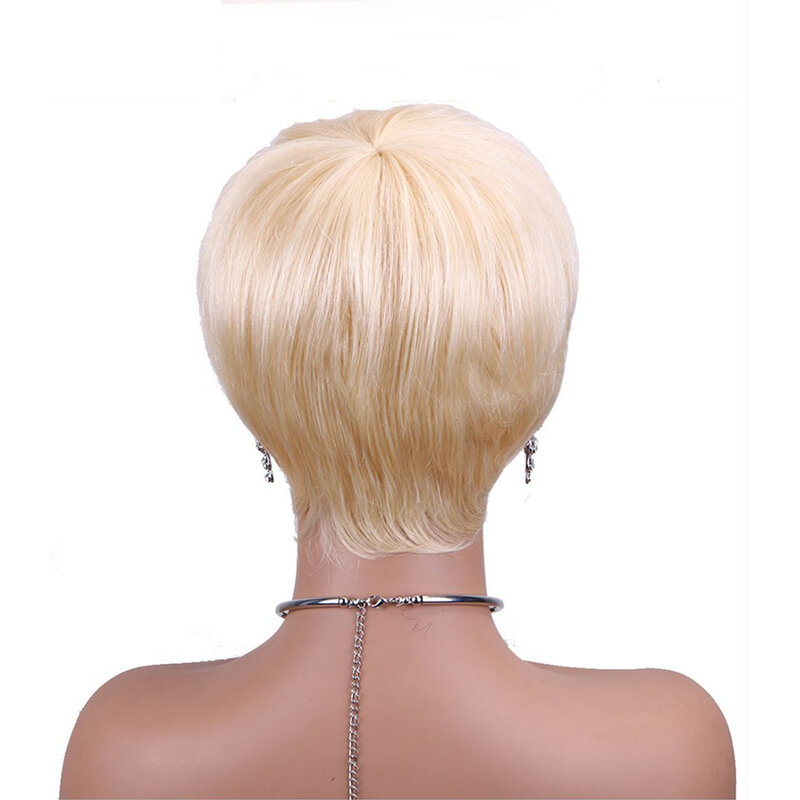 613 # короткие парики из человеческих волос с вырезами фея, прямые парики с челкой, человеческие волосы для женщин, бразильские парики без повреждений