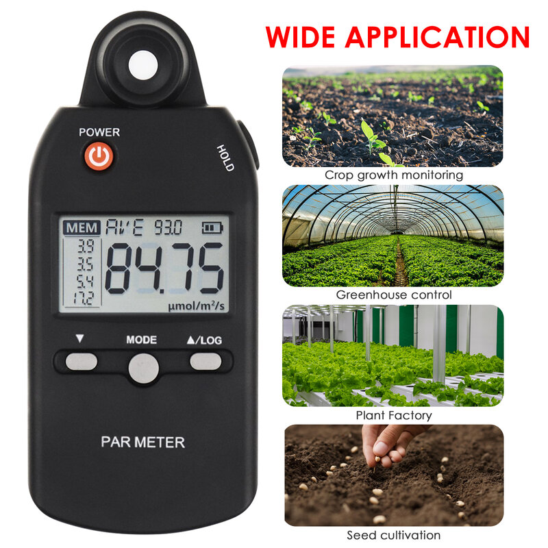 PAR Meter Lux Meter sensore quantico PPFD Full-Spectrum funzione di registrazione User-Friendly misuratore di luce per piante da esterno per interni