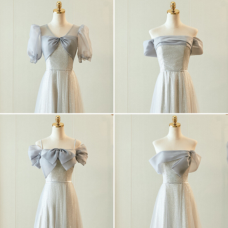 Gray bridesmaid dress for women spring niche sister group dress
