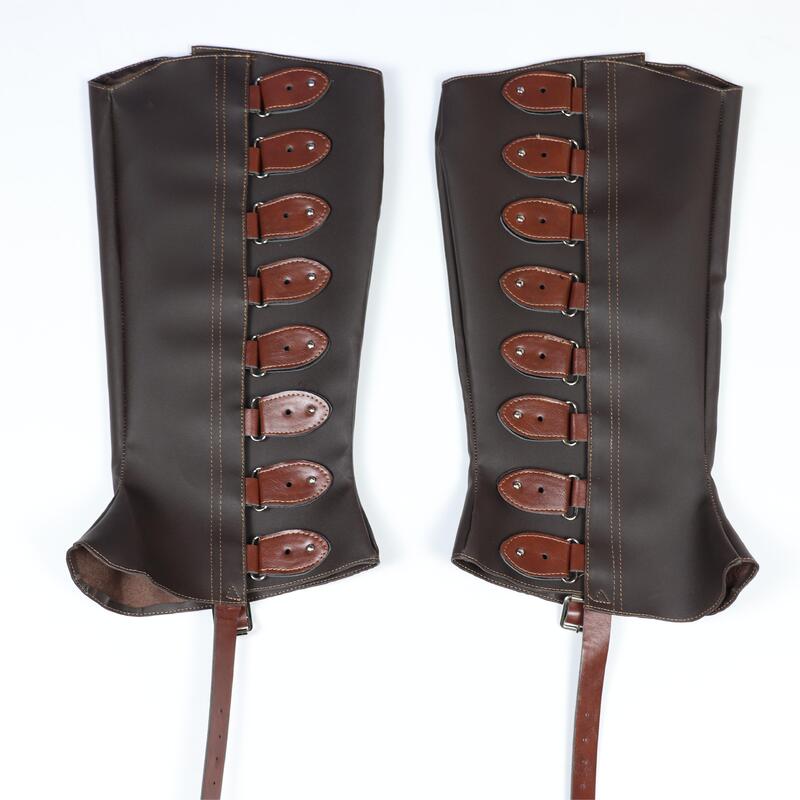 Abad Pertengahan Retro PU kulit pelindung kaki penghijauan Gaiter Viking Knight Kit sepatu pengendara penutup Boot untuk pria wanita kostum Cosplay Larp