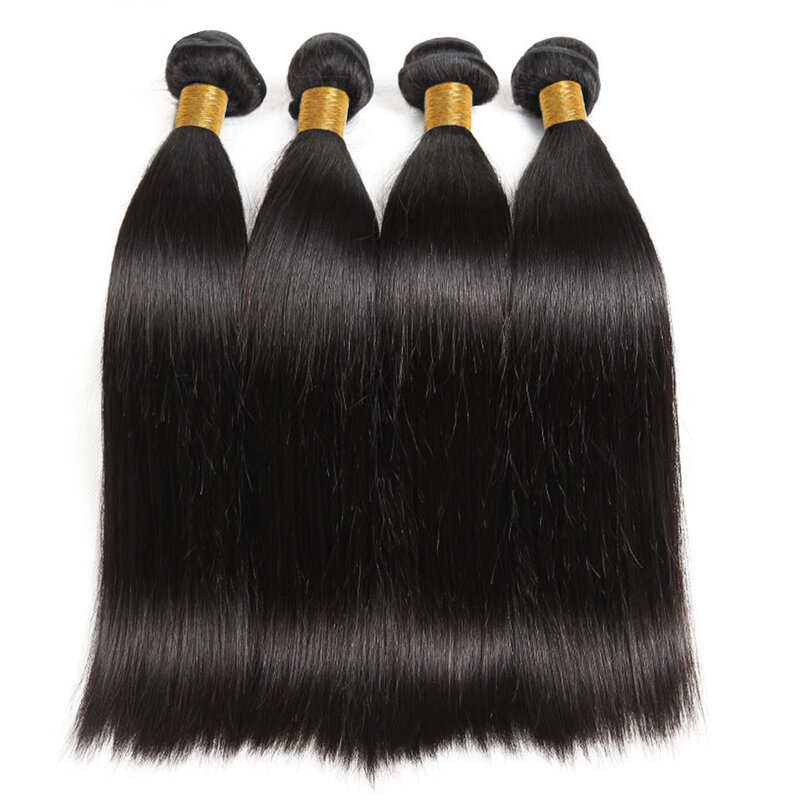 Extensiones de cabello humano liso con forma de hueso para mujeres negras, extensiones de cabello brasileño Remy de Color Natural, largo, 30 pulgadas, 1/3/4 piezas
