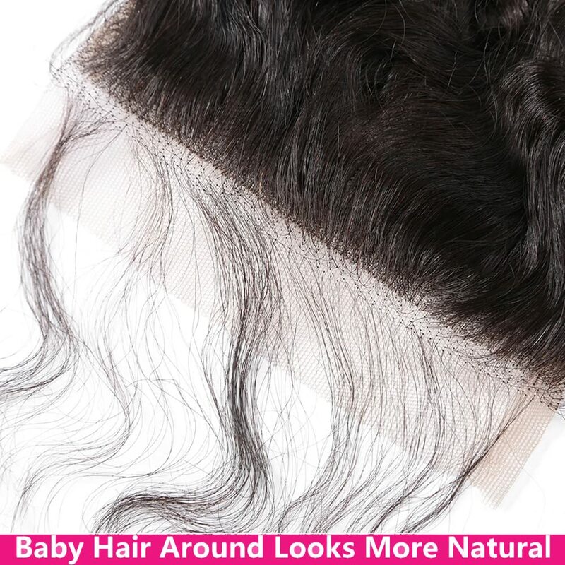 Deep Wave Bundles With Closure Brazilian Virgin Human Hair 3 Bundles With 4x4 Lace Closure for Black Women Natural Color 30 inch
