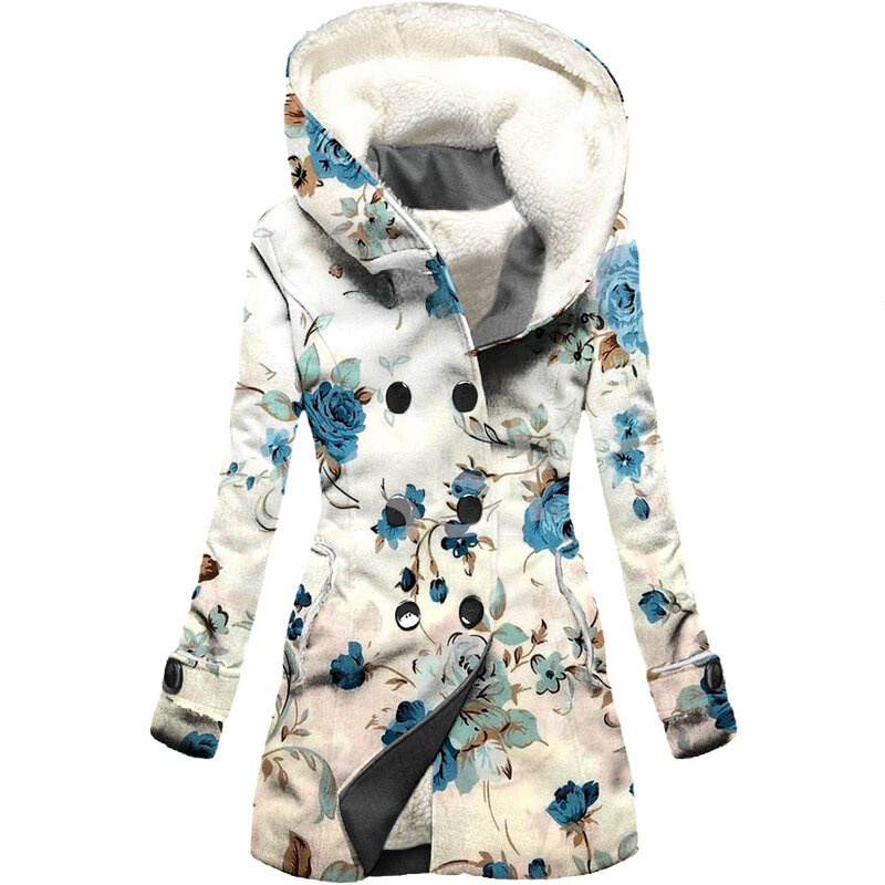 NewFashion Plaid Graffiti Gradient Fleece Hoodies 3D Pattern Women Jacket Warm Cold-Proof Ladies Casual Funny Winter Overcoat 13