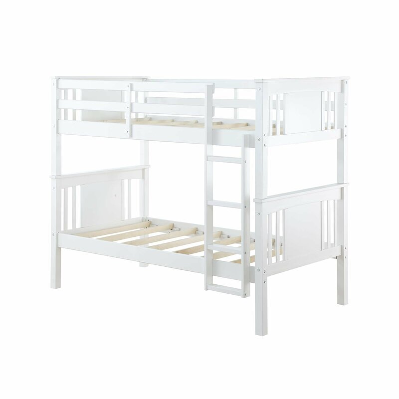 Детские двухъярусные кровати Dorel Living Dylan, ограждение и лестница, дерево, двойной над двойным, белый