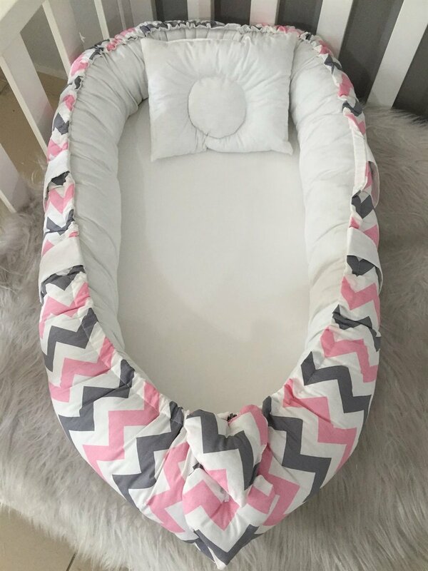 Handmade Pink Zigzag Patterned Luxury Design Orthopedic Babynest