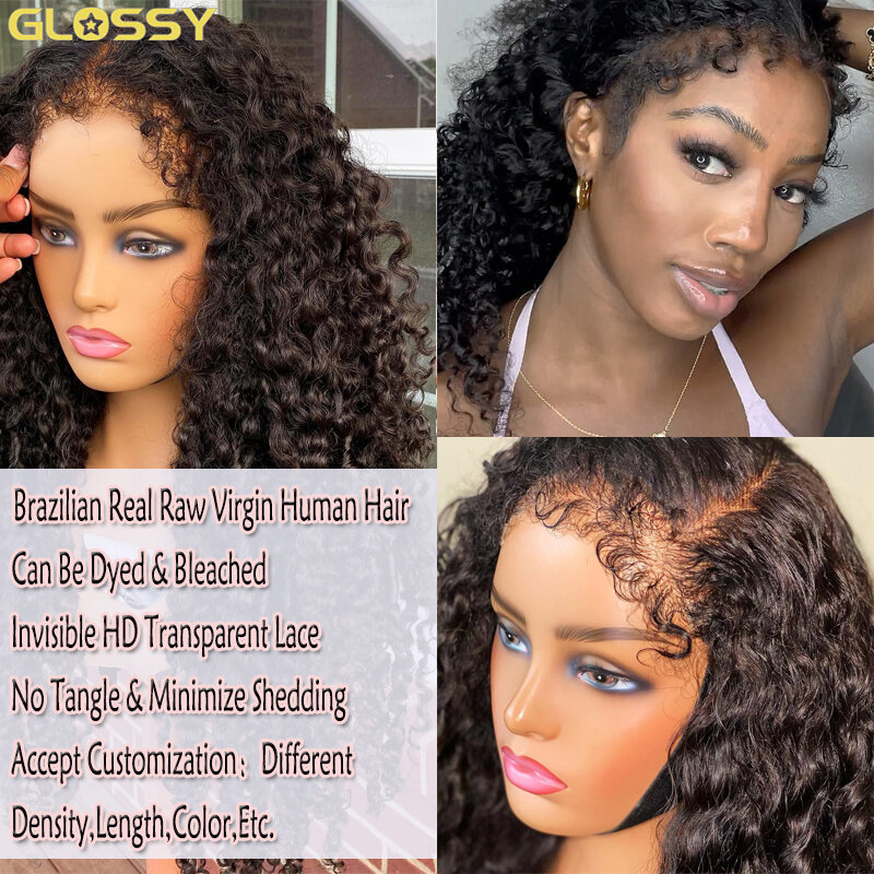 Peruka z kręconych włosów typu Kinky Afro 13x6 Hd ludzkie włosy bezklejowe 13x4 4c brzegi koronkowe przednie peruki dla kobiet 30 Cal
