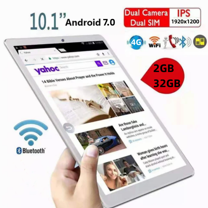2024 Hot Sales 10.1 INCH Android 7.0 K109 A7 RAM 2GB DDR3+32GB 4G LTE Phone Call Table 1920 x 1200 IPS Screen Dual SIM Card Slot