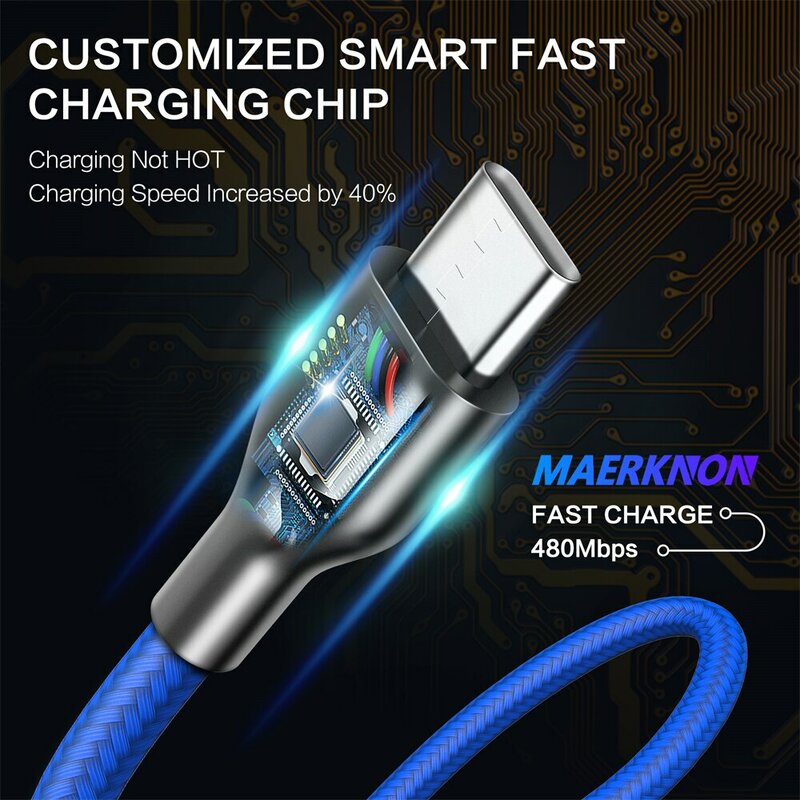Micro cabo usb tipo c cabo de dados de carregamento rápido para xiaomi huawei samsung USB-C fio de carga rápida cabo de telefone 0.5m/1m/2m