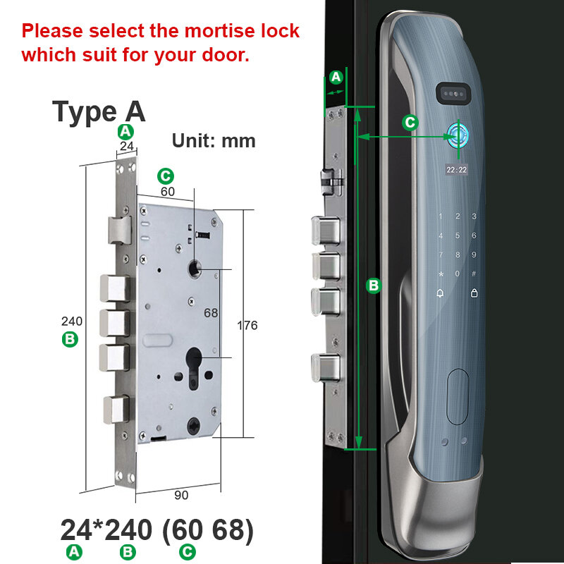 RAYKUBE DF3 3D Eletronic Zigbee Door Lock riconoscimento facciale Tuya Biometric Fingerprint Smart Door Lock con spioncino della fotocamera