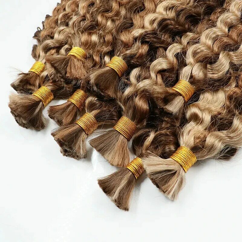 Объемные человеческие волосы для плетения блонд, смешанные цвета, вьющиеся, без Уточки, двойные натянутые, оптовая продажа, женские крупные волнистые человеческие волосы для наращивания