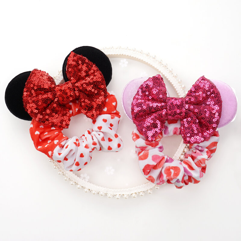 4PCS Mouse Ears Hair Bow Ties Women Velvet Scrunchies Fashion Hair Bands For Girl Headband Hair Accessorie Gifts