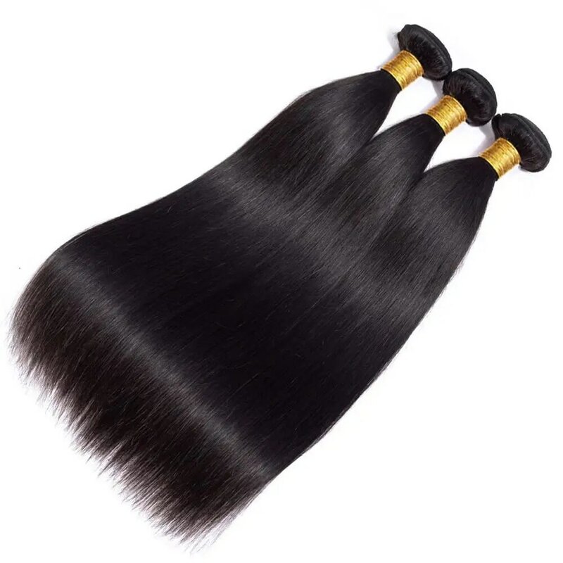 Bundel lurus rambut manusia 22 24 26 inci 12A bundel rambut manusia Virgin Brasil rambut lurus 100% rambut manusia yang belum diproses # 1B