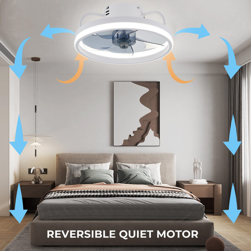 ライト付きのインテリジェントなシーリングファン,リモコン,寝室の装飾,換気ランプ,33cmの空気,目に見えないブレード,55w