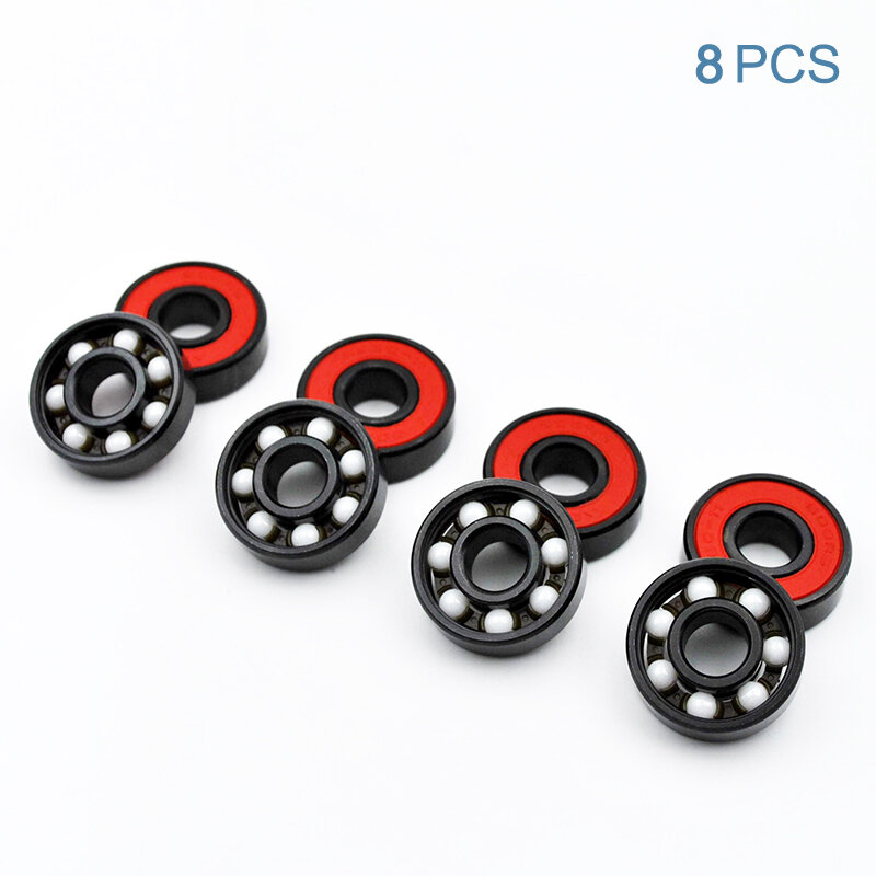 8 buah 608 2RS bantalan bola keramik hibrida, bantalan miniatur roda sepatu roda papan seluncur ABEC-11 kecepatan tinggi 8*22*7mm