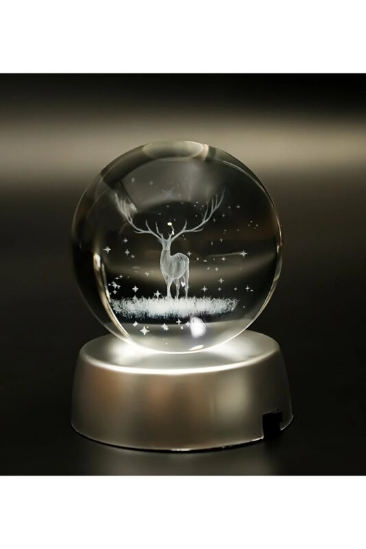 Sphère en verre illuminée 3d cerf