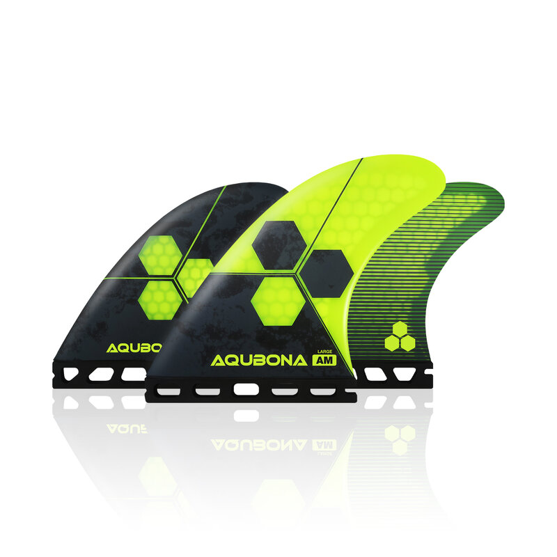 AQUBONA Surfboard Thruster Fins ชุดรังผึ้งไฟเบอร์กลาส Performance S/M/L ขนาดใช้งานร่วมกับ Single/Twin Tab