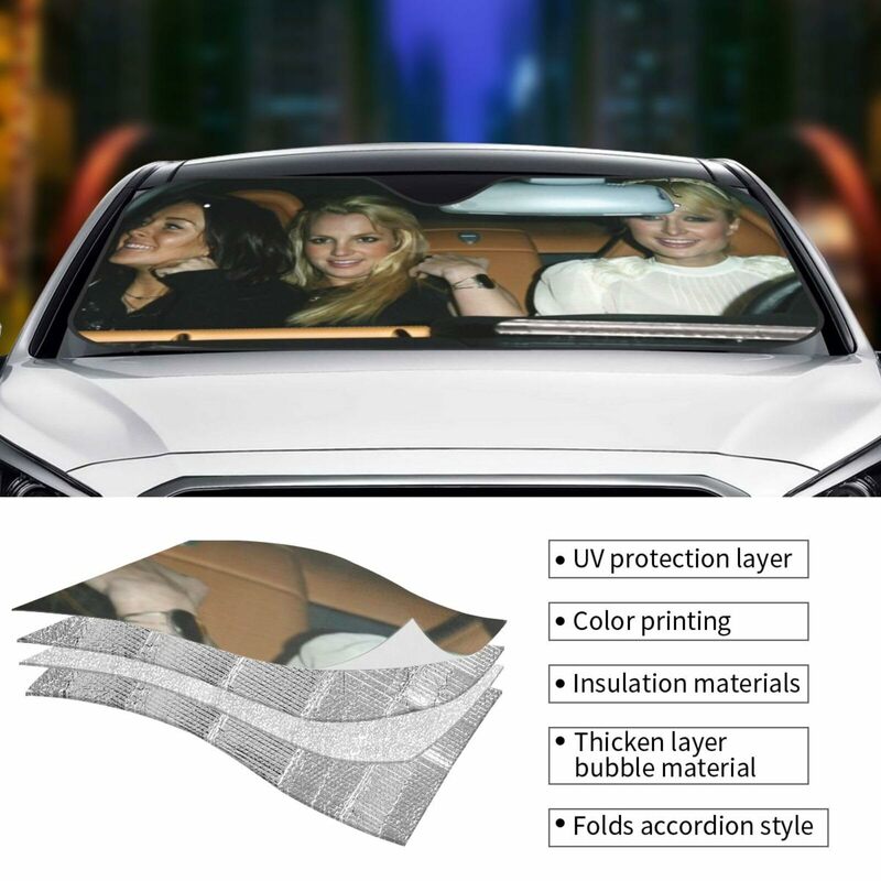 Lindsay Lohan Britney Spears Paris Hilton ที่บังแดดในรถยนต์ที่บังแดดสำหรับด้านหน้าพับได้ป้องกันรังสี UV
