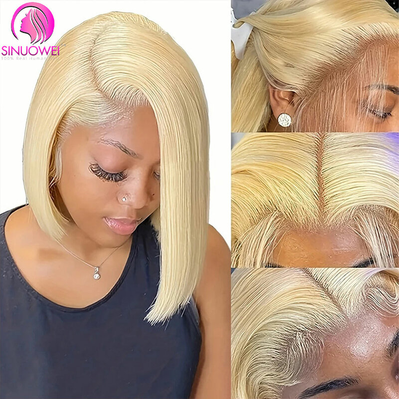 Perruque Bob Lace Front Wig naturelle lisse-Sophia, cheveux courts, blond miel 613, 13x4, pre-plucked, pour femmes, 180%