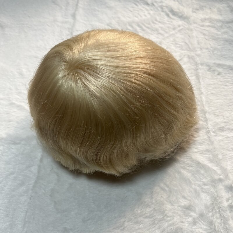 Toupee reto do cabelo humano para homens, perucas completas do laço, cor 613, sistema da substituição do cabelo, 8*10