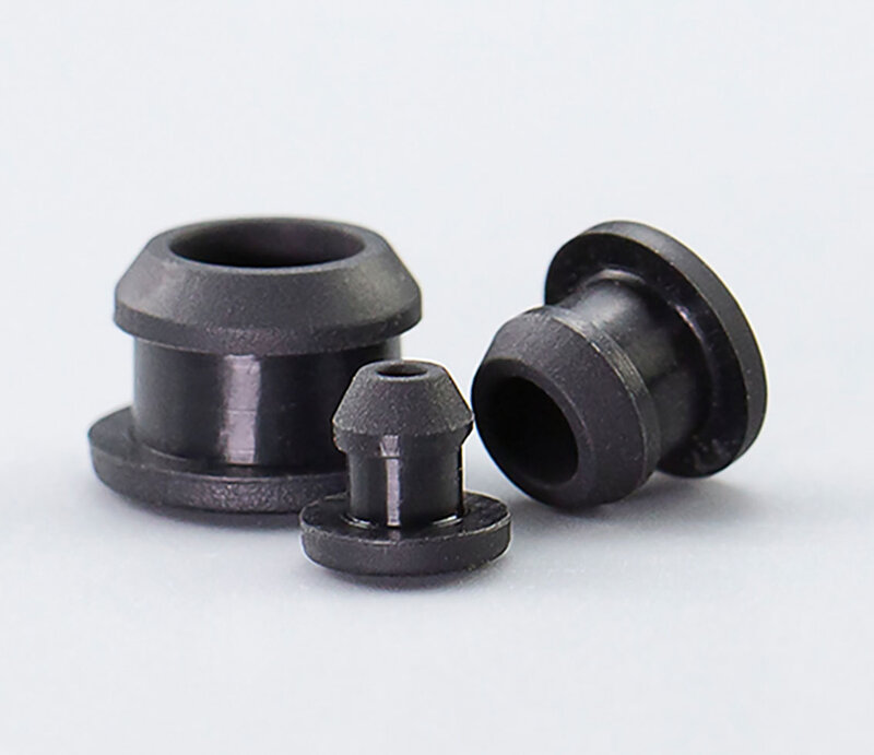 Tapas de orificio de goma de silicona negra, 10 piezas, 4,5-12mm, tapa de enchufe tipo T, junta de cierre a presión
