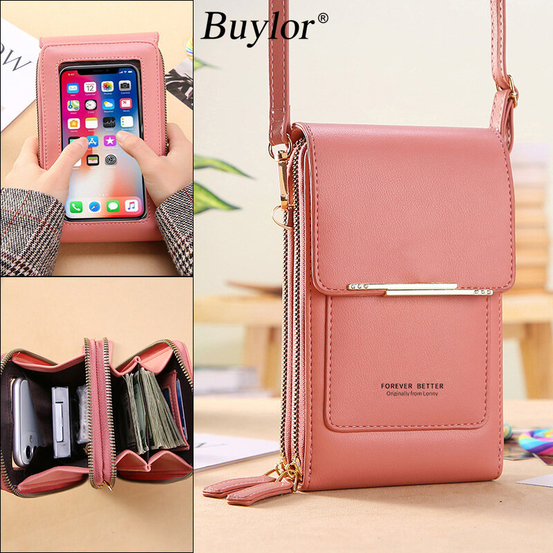 Buylor Women's Handbag 2024 Luxury Designer Bag Soft Leather Wallet Touch Screen Cell Phone Purse Fashion Crossbody Shoulder Bag