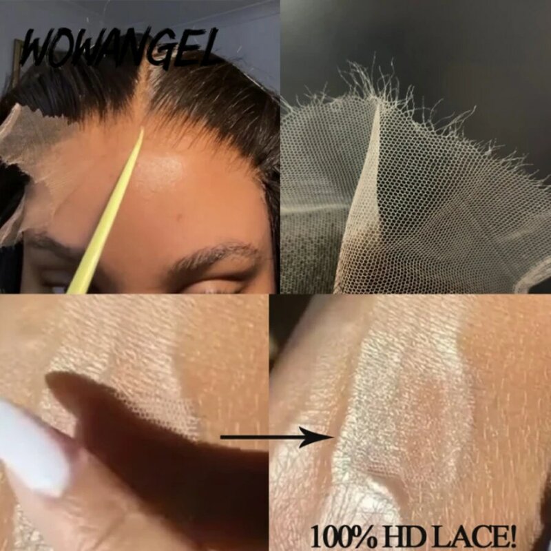Wowwel-Cabello humano virgen liso, 7x7/6x6/5x5 HD, piel fundida, parte profunda, cuero cabelludo Natural, cierre de encaje HD Real