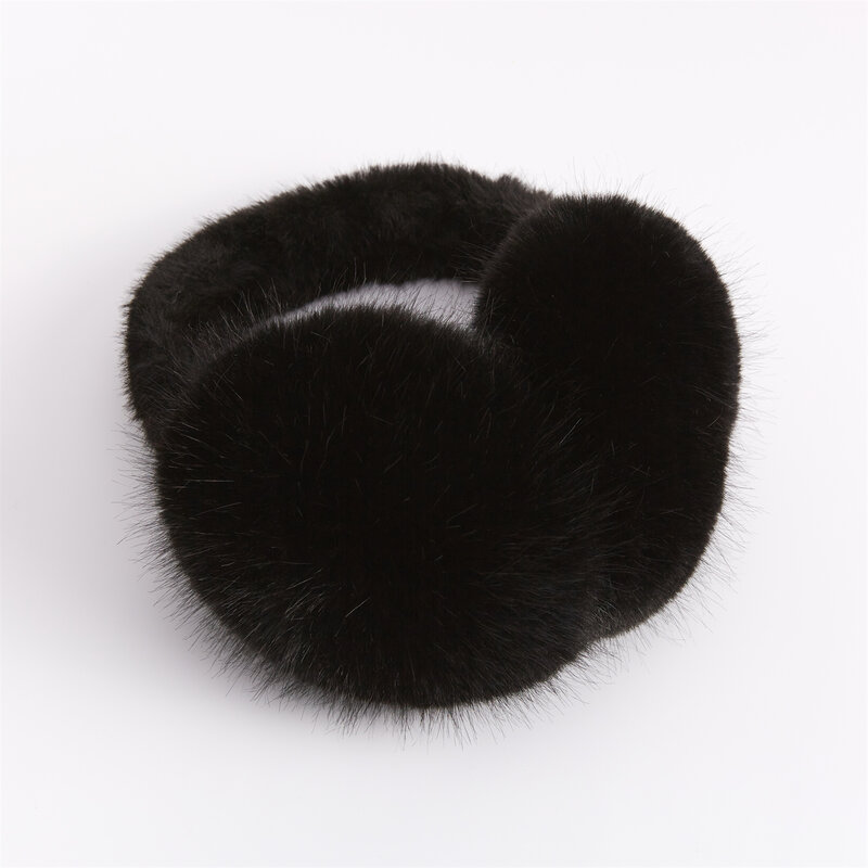 Anjj складные наушники зимние новые модные простые черные длинные наушники из искусственного кроличьего меха для женщин и мужчин 2024 рождественские подарки