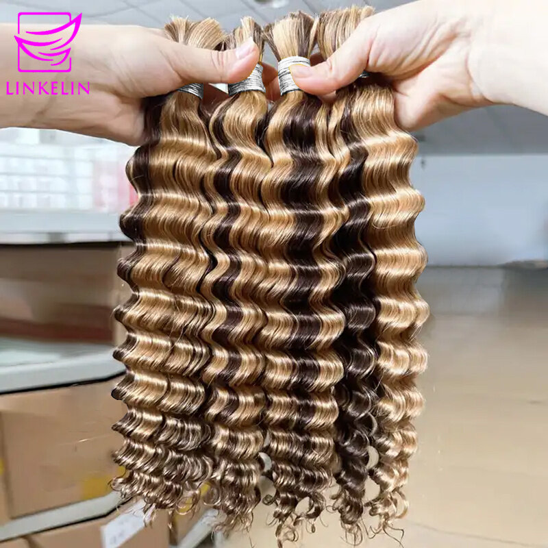 Water Wave Human Bulk Hair For Braiding Curly Brazilian Remy Hair Bundles No Weft Natural Black Bulk Human Hair Extensions 100G