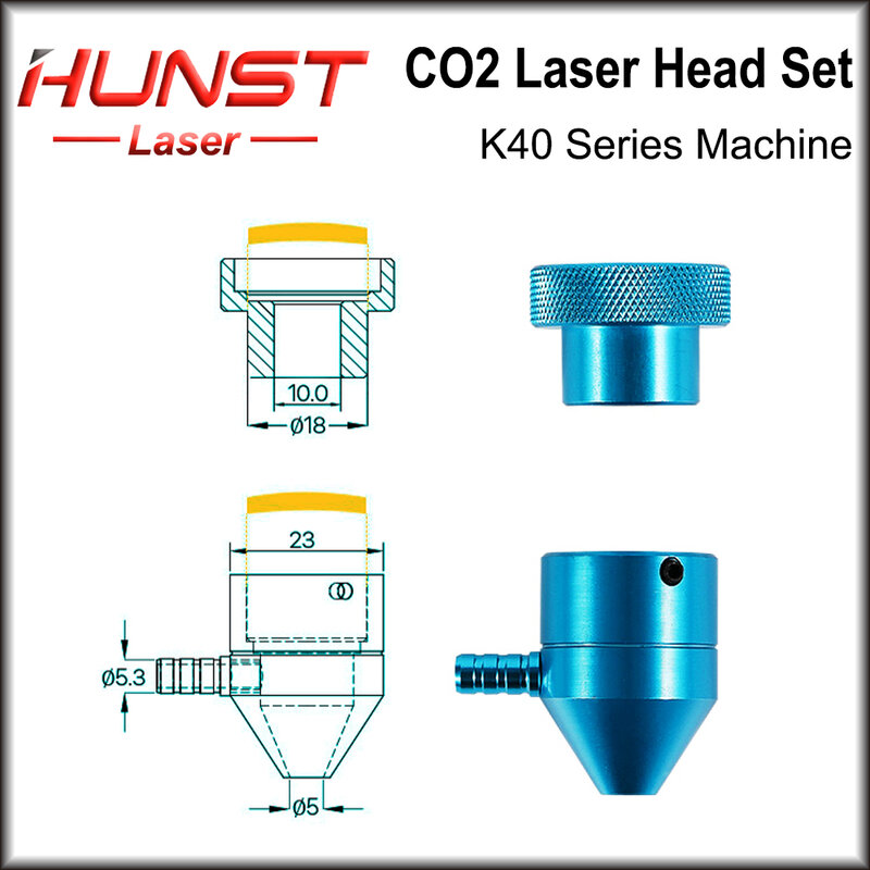 Hunst Co2 Laserkop Voor K40 Serie Lasergraveren Snijmachine Lens Dia:12/18Mm Fl50.8 Mm Spiegel 20Mm