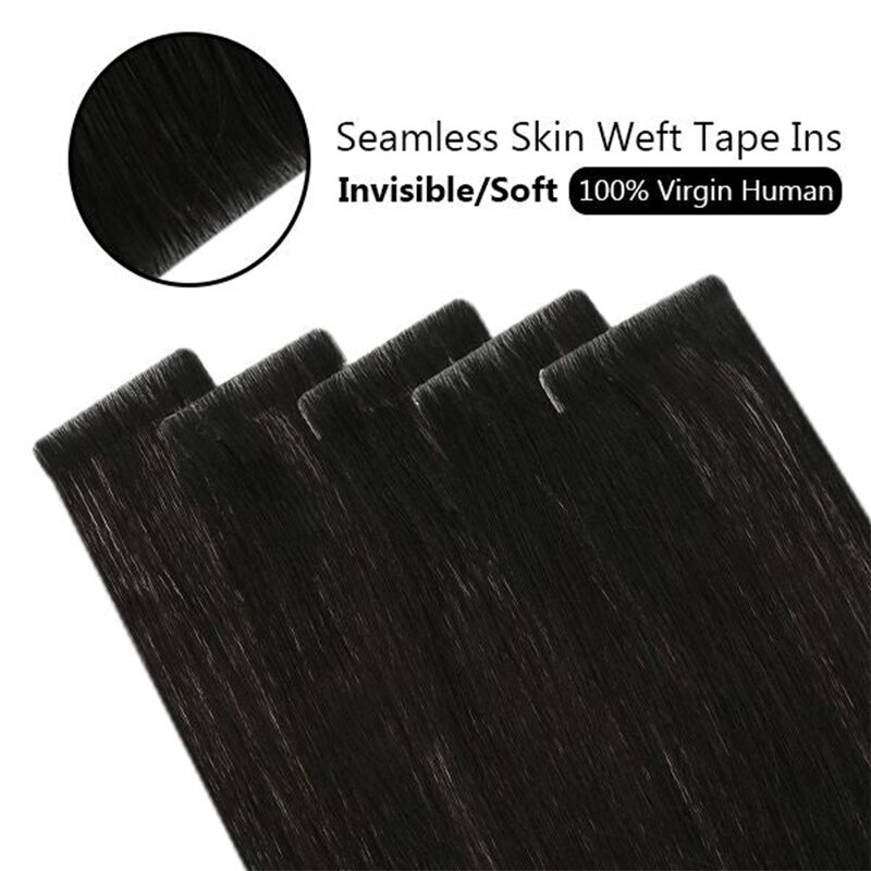 Лента для наращивания волос, прямые человеческие волосы, 100% натуральные человеческие волосы, бесшовный уток кожи, натуральная черная лента для наращивания волос