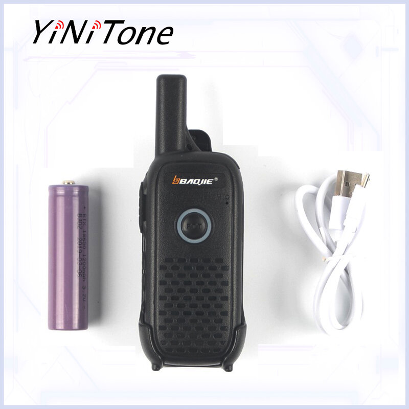 2 pak Walkie Talkie Mini Baojie BJ-Q2, 2W UHF 400-470Mhz 16 saluran portabel isi ulang ukuran kecil jarak jauh Radio dua arah