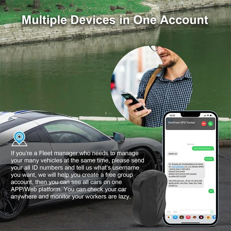 Водонепроницаемый автомобильный GPS-трекер SinoTrack Magnet 4G, устройство для определения внутреннего расположения автомобиля, длительный режим ожидания, батарея 10000 мАч с бесплатным приложением