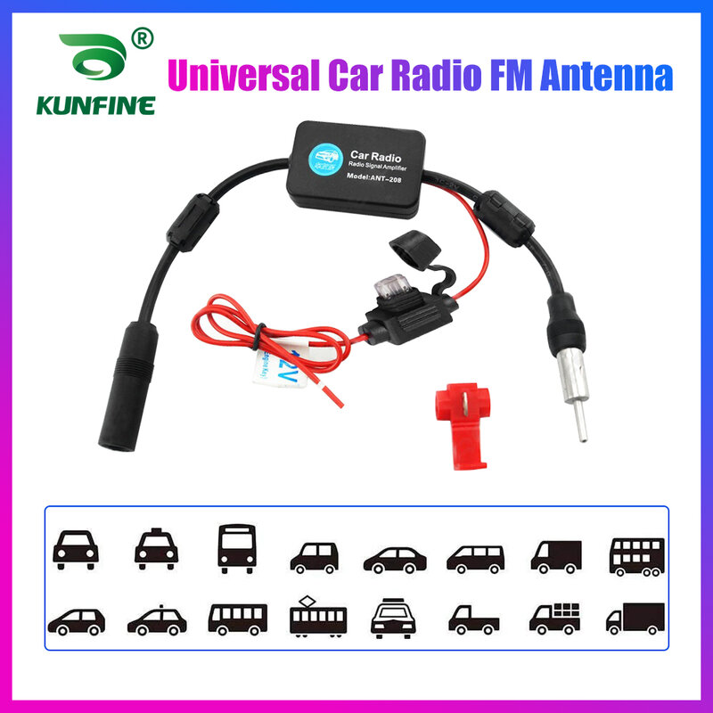 KUNFINE-Amplificador de señal de antena Universal para coche, Radio FM para vehículo marino, barco, RV, 12V