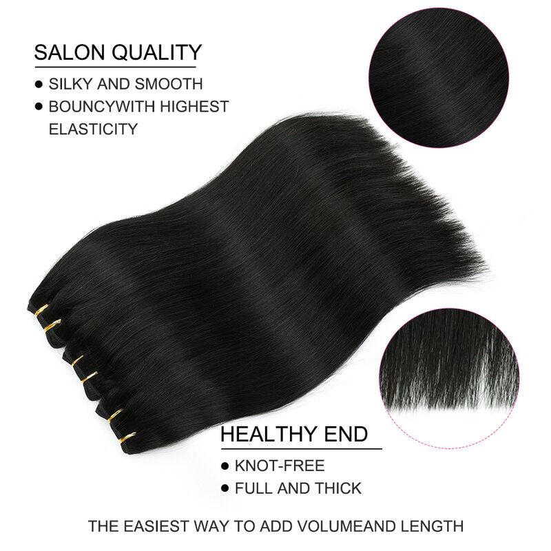 80G Fish Line Human Hair Extensions Straight Halo Clip In Remy Hair Extensions OnePiece Invisible Wire Hair Extension for Women