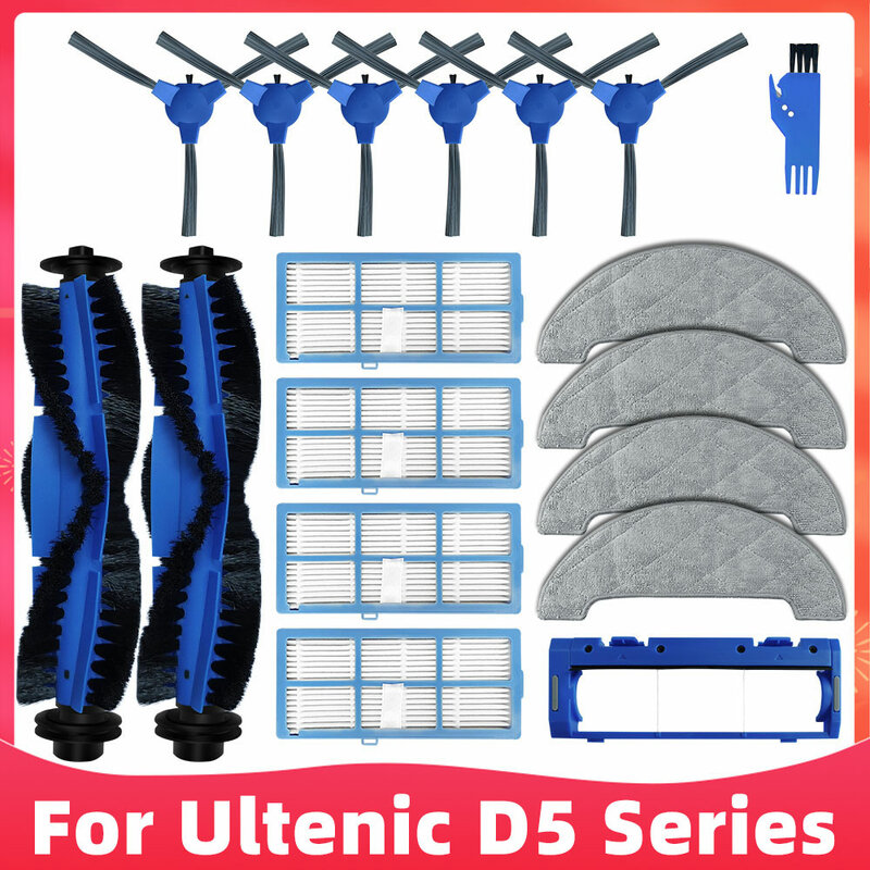 Voor Ultenic D5 Serie D5S / D5S Pro / D5S Pro + Robot Stofzuiger Vervangende Onderdelen Belangrijkste Side borstel Hepa Filter Mop Rag
