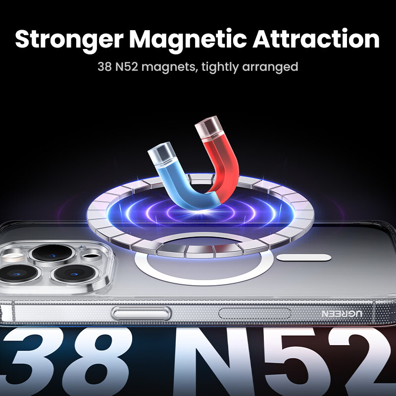 UGREEN Magnetic Case for iPhone 15 14 13 12 Pro Max Case Shockproof Cover for iPhone 14 Pro Max 15 Plus 15pro Macsafe TPU Cases