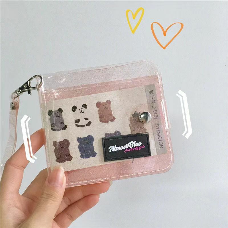 Chic Korean Jelly Coin Purse Lanyard Wallet for Trendy Star-Chasing Girls: Sparkling Card Holder Neck Strap Case,