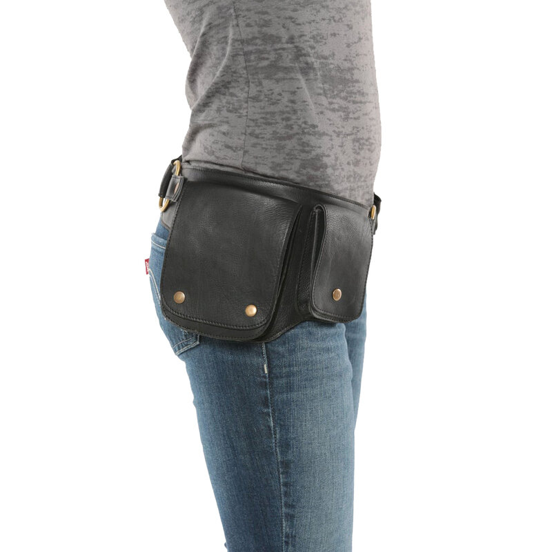 Medieval Adjustable PU Leather Utility Belt Pocket Women Vintage Hip Bag Waist Pack Viking Warrior Larp Cosplay Accessory Wallet