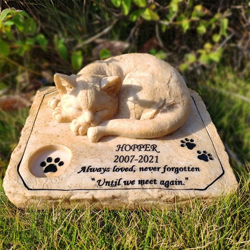 애완 동물 기념 돌 개인화 된 이름 날짜 고양이 기념 돌 묘비 옥외 또는 실내 정원 뒷마당 무덤 마커