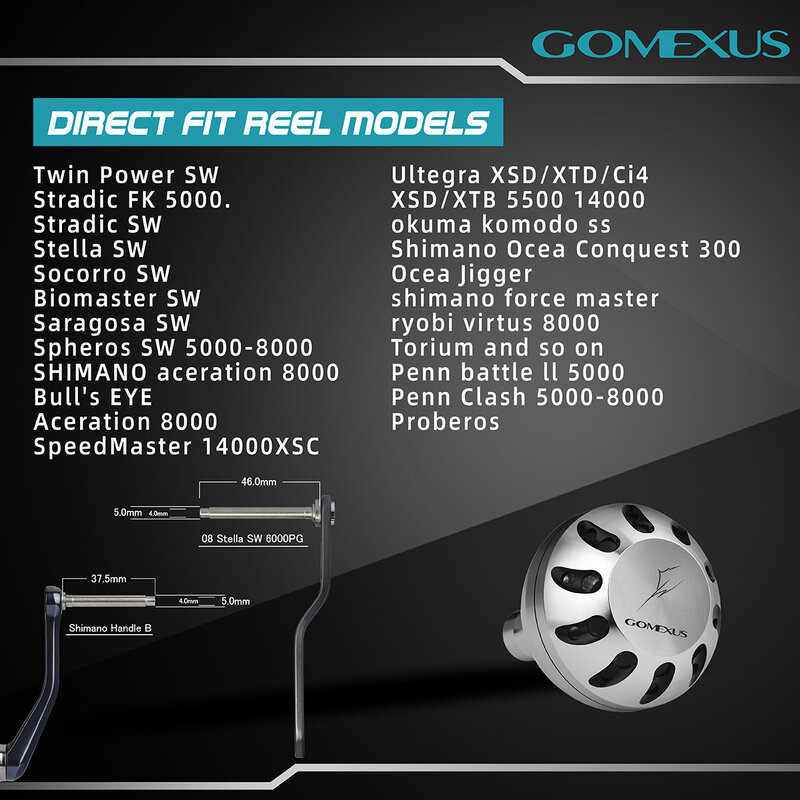 Gomexus-フィッシングリールハンドル,38mm,コンソール用,Shimanoおよびdaiwa用